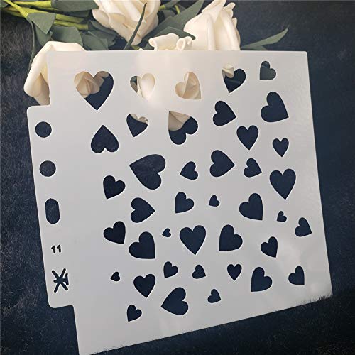 Lottoyday Herz DIY Aushöhlen Design PET Kunststoff Schablone, perfekt geeignet für Textilgestaltung, Wandgestaltung, Fenster, Papier, Scrapbooking, Kinder Basteln, 13x14cm/5.12x5.51in