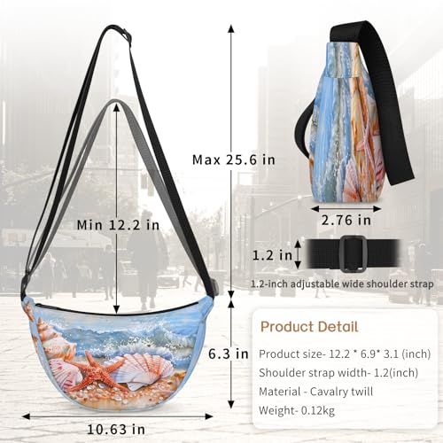 Crescent Bag for Women Men, Lightweight Medium Folding Crescent Moon Bag, Single Shoulder Bags with 2 Small Pockets3