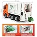 DOUBLE E Benz Licensed Remote Control Garbage Truck Electric Recycling Toy Set with Trash Bin Real Lights Rechargeable Waste Management Trash Truck Toys Gift for Kids