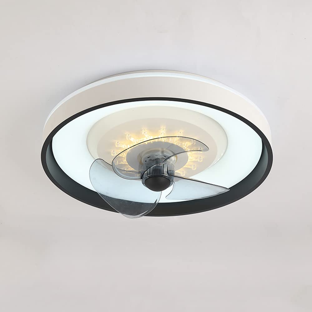 Nowa ultracienka, cicha lampa sufitowa LED, wiatr z trzema prędkościami, wbudowana lampa sufitowa bez ostrza 47 W * 2, inteligentne bezstopniowe przyciemnianie sypialnia salon z (49 * 15 c