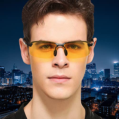 Kiks Products Night Driving Glasses For Men, Polarized Night Vision Glasses For Men, Risk-Reducing Anti-Glare Glasses With Uv400 Polarized Lens Sport Frame With Microfiber Storage Bag #TOP4
