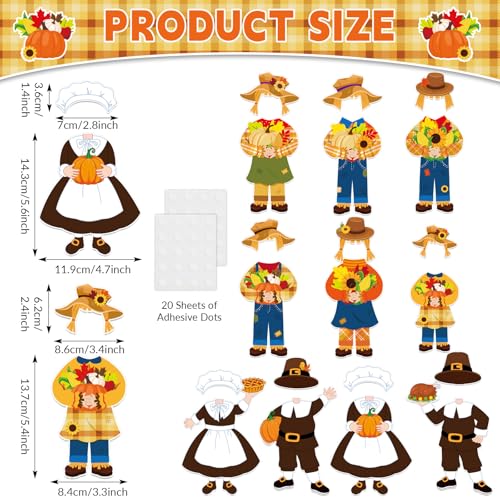 Image of gisgfim 80Pcs Fall Scarecrow Cutouts Fall Thanksgiving Decorations Bulletin Board Personalized Scarecrow Chef Pumpkin Paper Cut-Out Classroom Decor for Autumn Harvest DIY Craft Photo Wall Favor Supply