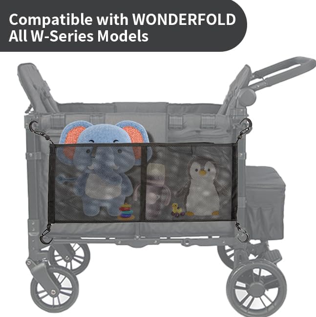 Stroller Wagon Cargo Net Organizer,Baby Stroller Storage Bag Mesh Cargo Net,Stroller Wagon Accessories Compatible with Wonderfold All W-Series Models, Black, 2406GJB0694BLAJ01