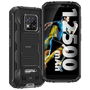 Batterie 12500mA Telephone Portable Incassable, OUKITEL WP18 Smartphone Débloqué 4G(4GO+32Go/SD 1TO, Écran 5,93’HD+ Android 11 Antichoc Étanche Caméra 13MP+5MP) GPS/Face ID/Dual SIM/OTG, Noir