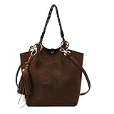 レディース マット PUレザー ショルダー バケットバッグ 仕事用 日常使用 (コーヒー)