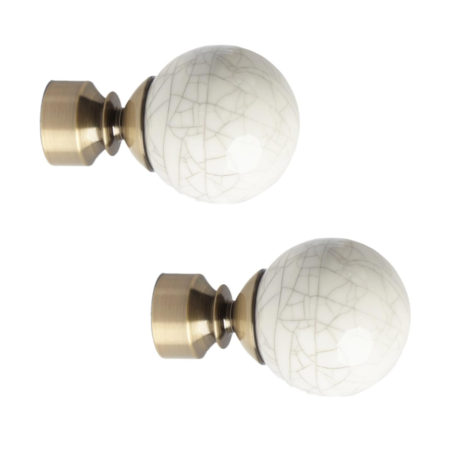 Trade Pole 28mm Curtain Pole Finials, Pole Ends, Pack of 2, Antique Brass (CERAMIC BALL)