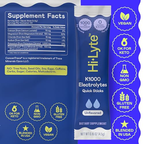 Image of Hi-Lyte K1000 Hydration Packets Unflavored Keto & Performance, 30 Servings