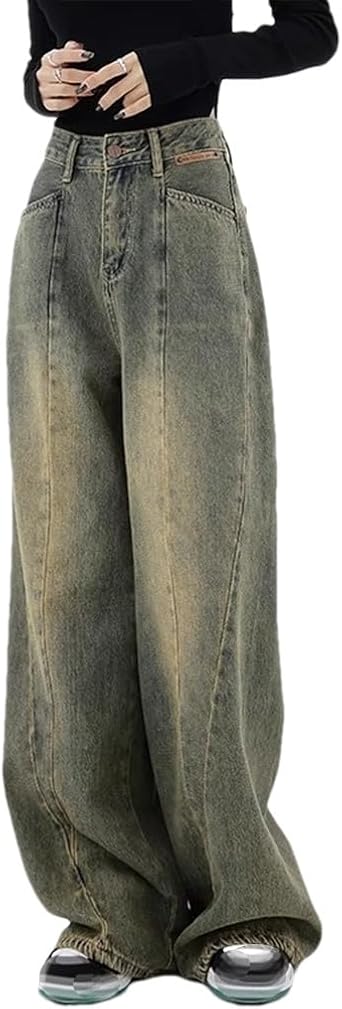 Amazon.com: Dninmim Women's High Waist Straight Jeans Pants