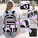 Amythe Schulrucksack Mädchen 3 Teilig, Schulranzen Kawaii 3. bis 7. Klasse mit Lunch Tasche Federmäppchen Gymnasium Fliege Dekoration mit Anti-Diebstahl-Tasche 24L-Lila Schwarz