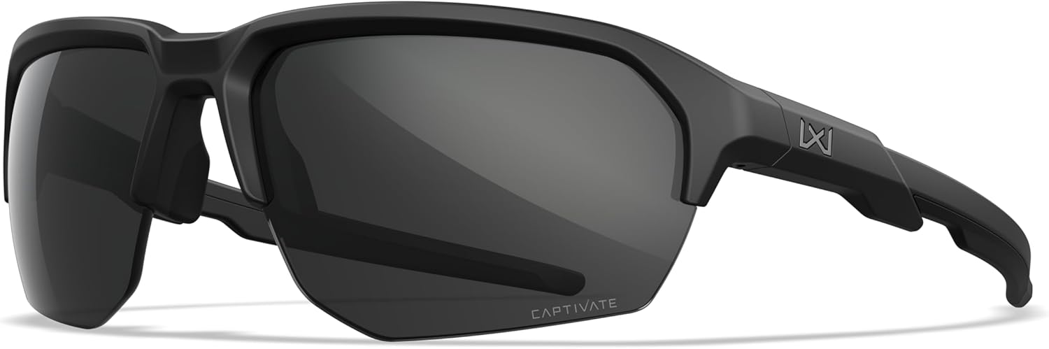 Wiley X JAKL Captivate Ballistic Rated Sunglasses, Safety Glasses for Men and Women, UV Eye Protection for Shooting and Outdoor Matte Black Frames, Clear and Grey Tinted Lenses