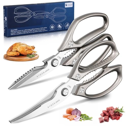SSGP Kitchen Shears Set, All Purpose Heavy Duty Poultry Shears, Sharp Japanese Meat Scissors, Dishwash Safe Stainless Steel Kitchen Scissors for Food, Chicken Bones, Turkey, Cooking Gifts for Men Dad