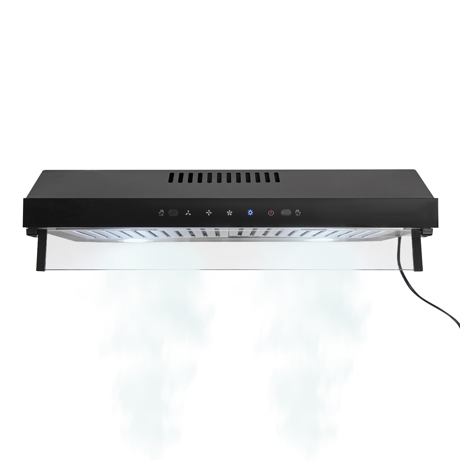 Cappa aspirante in acciaio inox, 60 cm, riciclo e scarico, 3 livelli, controllo touch, 500 m³/h