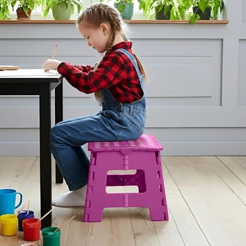 Miniatura 2 de Utopia Home Taburete Plegable 9 Pulgadas, Superficie Antideslizante Taburete Plegable Para Niños Y Adultos, Con Asa De Transporte, Capacidad De Carga 300 Lbs, Paquete De 1, Morado