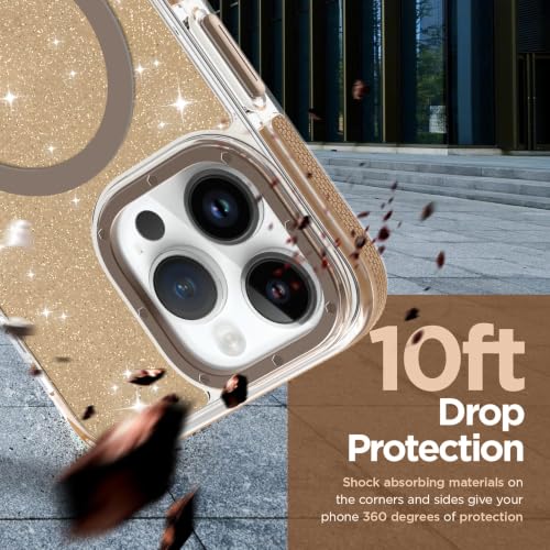 Image of Magnetic Case for iPhone 14 Pro Max [Compatible with Magsafe] [Bling Glitter Fluorescent Design] [1 Screen Protector] Slim Translucent Matte Case for iPhone 14 Pro Max 6.7 inch 2022, Desert