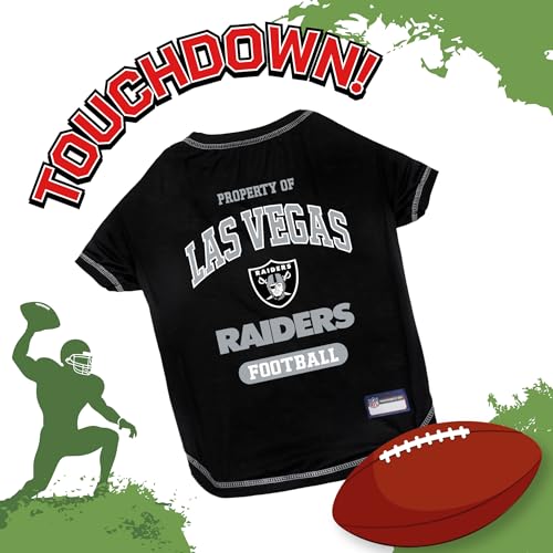 Image of NFL Raiders Dog T-Shirt Medium. - Licensed Shirt for Pets Team Colored with Team Logos- Premium Stretchable Materials for the Comfort of Your Dog & Cat