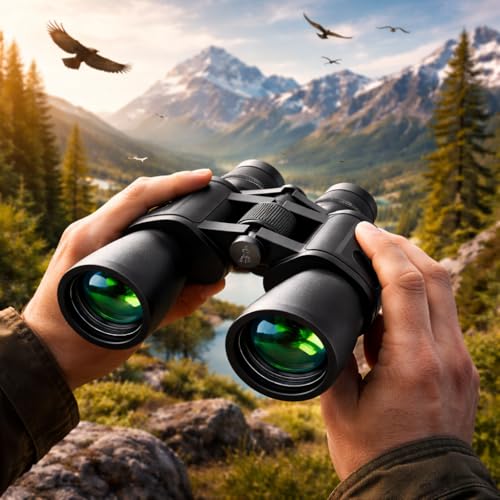 Image of JK Vision Binoculars for Long Distance 10 x 50 Binocular for Adults | Wide Eye Peice | FMC Green Coating | BAK 4 Glass | Binoculars for Bird Watching,Wildlife,Safari (Black)