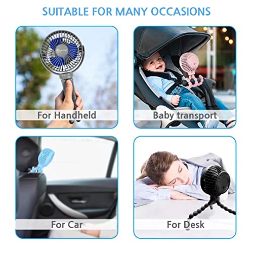 Image of Portable Fan For Baby Stroller - Used as power bank ,50H 12000mAh Mini Cooling Small Bed Fan ,USB Rechargeable,Battery Operated Fan With Flexible Tripod, Fans Clip On Stroller /Car Seat /Bike(Pink)