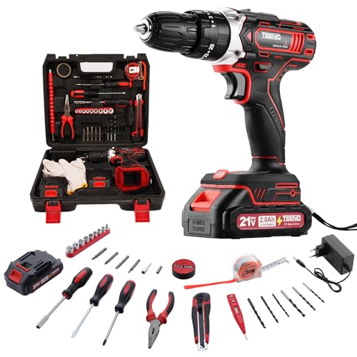 TEENO Perceuse Visseuse Sans Fil 21V Pour Batterie Makita 2x2.0Ah Batteries,45 Nm Visseuse...