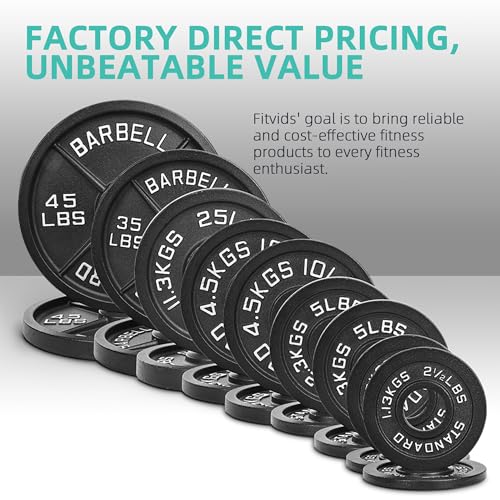 Fitvids 2 Inch Olympic Barbell Weight Plates Set, 255 LB(2.5-45 LB) Barbell Weight Set for Home Gym Strength Training - Image 5