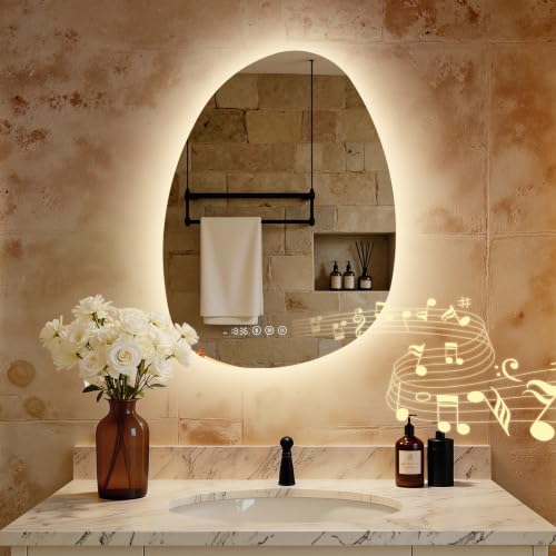 S'AFIELINA Specchio Bagno con Luce LED Asimmetrico 75x55 cm Bluetooth