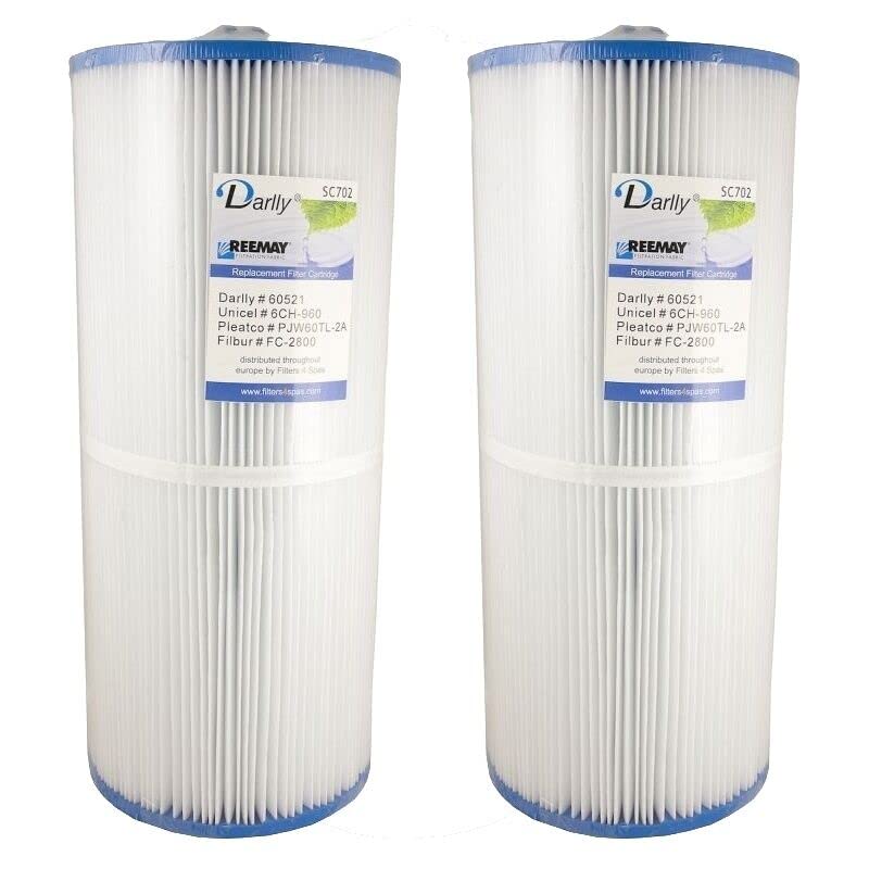 Darlly Hot Tub Filter SC702 60521 Compatible with Unicel 6CH-960 Pleatco PJW60TL-OT-F2S 2 Pack