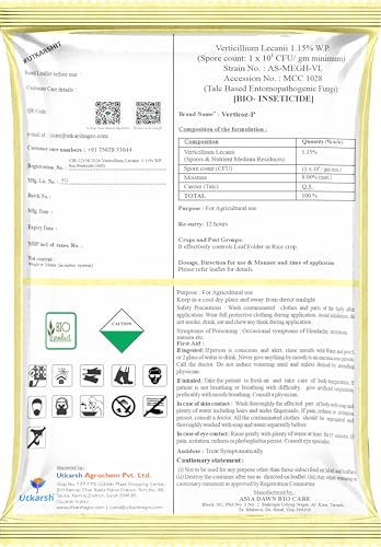 Image of Utkarsh Verticillium Lecanii 1.15% W.P. 1 x 10 ^ 8 CFU /gm min. for Plants, Crops and Home Gardening - Verticoz-P (250 gm; Pack of 1)