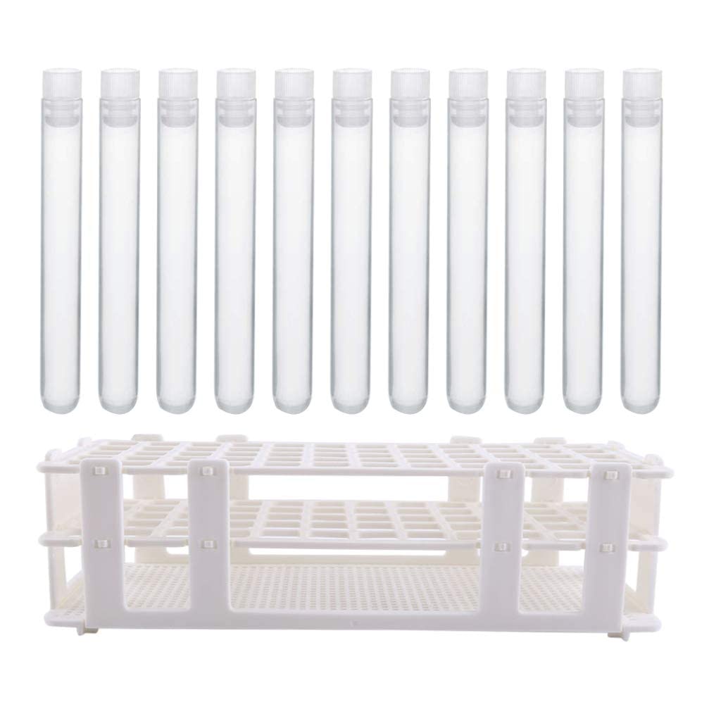 QUNINE 61 Supporti per portaprovette in plastica Trasparente per provette per esperimenti scientifici, Forniture di Laboratorio Scolastico