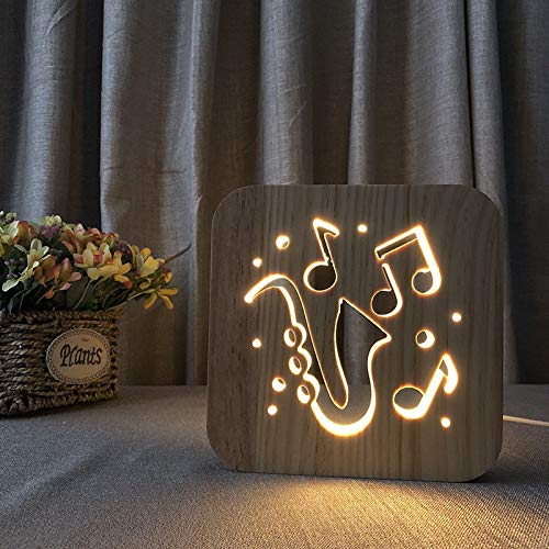 XDG Saxophone Theme 3D Wooden lamp LED Night Light Home Room Decoration Creative Table Lamps for Gift