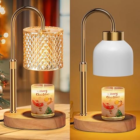 seenlast Electric Candle Lamp Warmer with Timer Dimmer Adjustable Height,Gifts for Women and Men, Electric Wax Warmer Vintage Home Decor for Scented Jar Candles with 2 Bulbs Cover