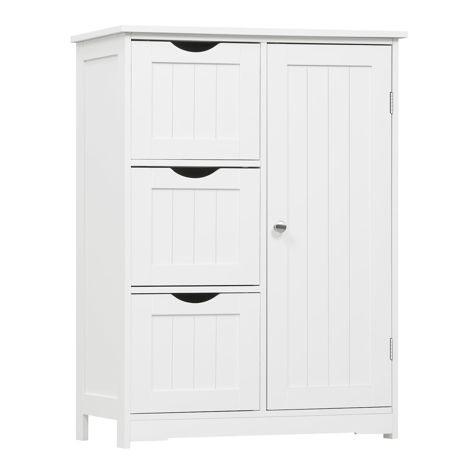 EUGAD Mueble Baño con Cajones, Armario de Baño con Estante Ajustable, Mueble Baño con 3 Cajones, Unidad de Almacenamiento de Baño, Salón, Habitación y Cocina, Cómoda Blanca, Madera MDF, 60x30x81 cm