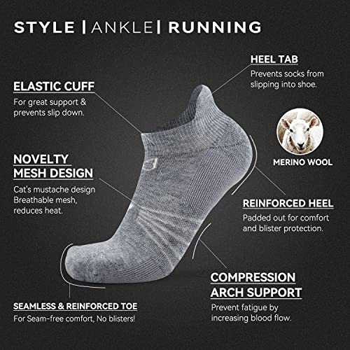 Socks Daze Warm Grey Wool Blend Socks For Women Walking, Mens Half Cushion Elastic Top Athletic Sport Low Cut Fuzzy Fancy Wool Boot Socks, 6 Pairs Light Grey, Medium #TOP2