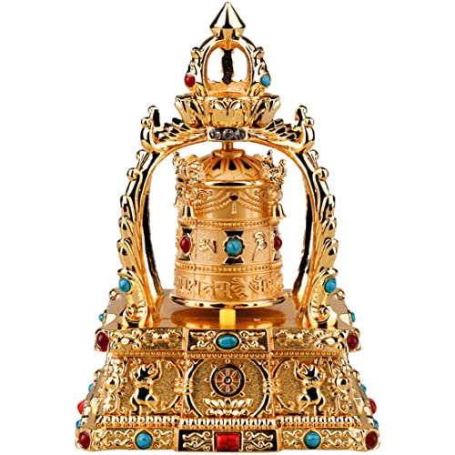 Solar Powered Prayer Wheel - Tibetan Buddhist Silent Spinning Meditation Tool - for Relaxation and Yoga - Table Top Design for Mindfulness Practice