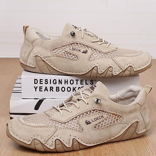 Tzsaixeh Hiking Shoes Women Outdoor Mesh Trail Walking Shoes Women's Summer Sports Shoes Breathable Mesh Non-Slip Lightweight Casual Sneakers (Color : Beige, Size : 5.5) | Image 5