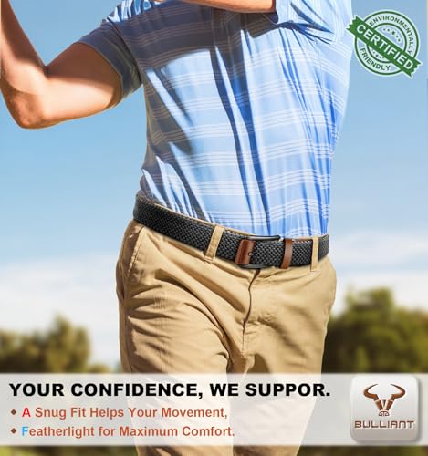 Image of BULLIANT Men Belt Rerversible Golf Belt Stretch Braided for Gift Men 1 3 /8 inch-2 In 1 Belt