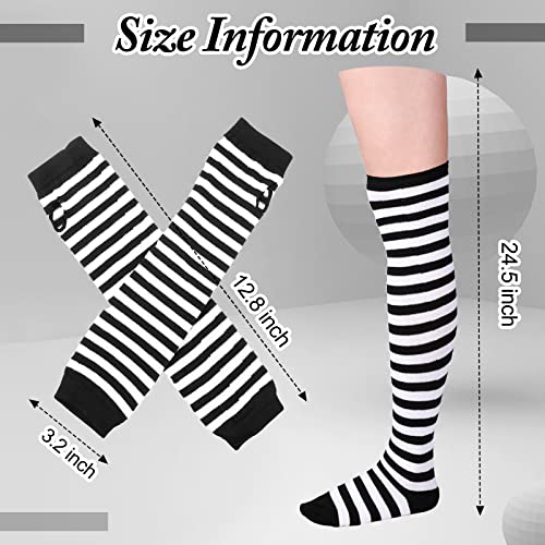Image of Geyoga Arm Warmers Leg Warmers Striped Thigh High Socks Fingerless Gloves Stockings Christmas Halloween