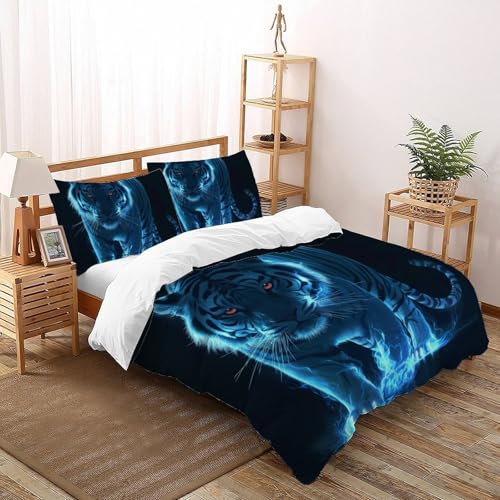 Housse de couette tigre 200x200 linge de lit 3 pièces - 2