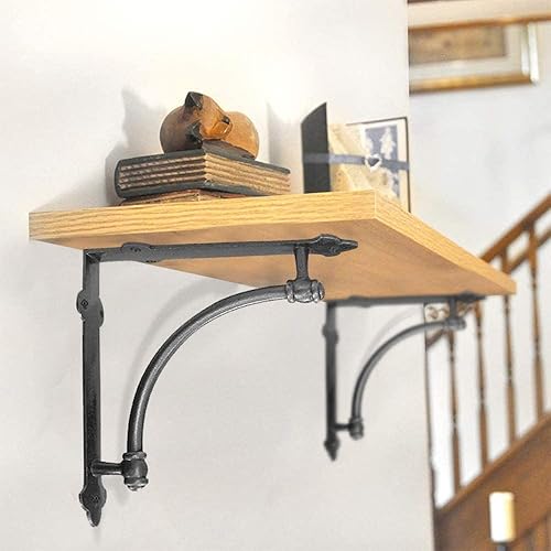 Miniatura 8 de NACH Soportes decorativos para estantes, paquete de 2 soportes de estante de hierro fundido de metal antiguo de 9.6 x 1.7 x 9.6 pulgadas, soportes