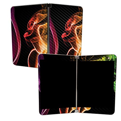 Image of MIGHTY SKINS MightySkins Carbon Fiber Skin for Microsoft Surface Duo - Bright Smoke | Protective, Durable Textured Carbon Fiber Finish | Easy to Apply, Remove, and Change Styles | Made in The USA