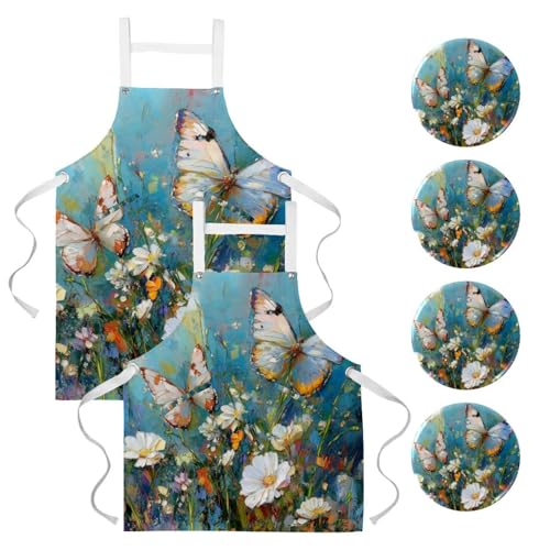 Tablier de serveuse imprimé fleurs pour le service en bistrot et bar