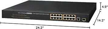 Lorex 16 Port PoE+ Switch for IP Security Camera Systems, Power Over Ethernet Switch for High Speed Transmission, Adds 16 Channels to Existing NVR, 220W Total Power, 1 Gigabit