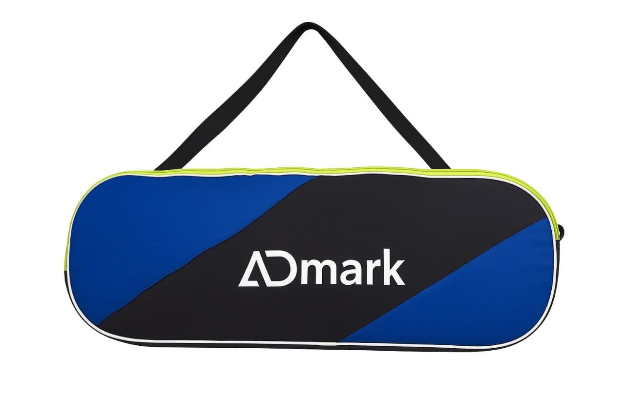 ADMARK Water-Resistant Badminton Racket Bag, Blue and Black with Neon Trim, Padded Equipment Case with Adjustable Belt, Durable Zipper-picture-38
