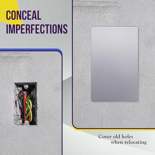 Image of ENERLITES Screwless Blank Wall Plate, Child Safe Blank Device Outlet Cover, Standard Size, 1-Gang 4.68 inch x 2.93 inch, Polycarbonate Thermoplastic, UL Listed, SI8801-SV-5PCS, Glossy, Silver, 5 Pack