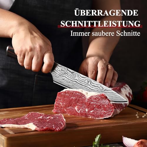 Sunnecko 20cm Messer Küchenmesser Kochmesser - Küchenmesser Profi Messer Scharfes Chefmesser...