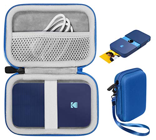 Printer case for Kodak Smile, PRINTOMATIC, Kodak Mini Shot Instant Print Digital Camera, Instant Digital Printer, Also for Canon Ivy CLIQ Series, HP Sprocket 1st/ 2nd, Mesh Pocket (Blue)