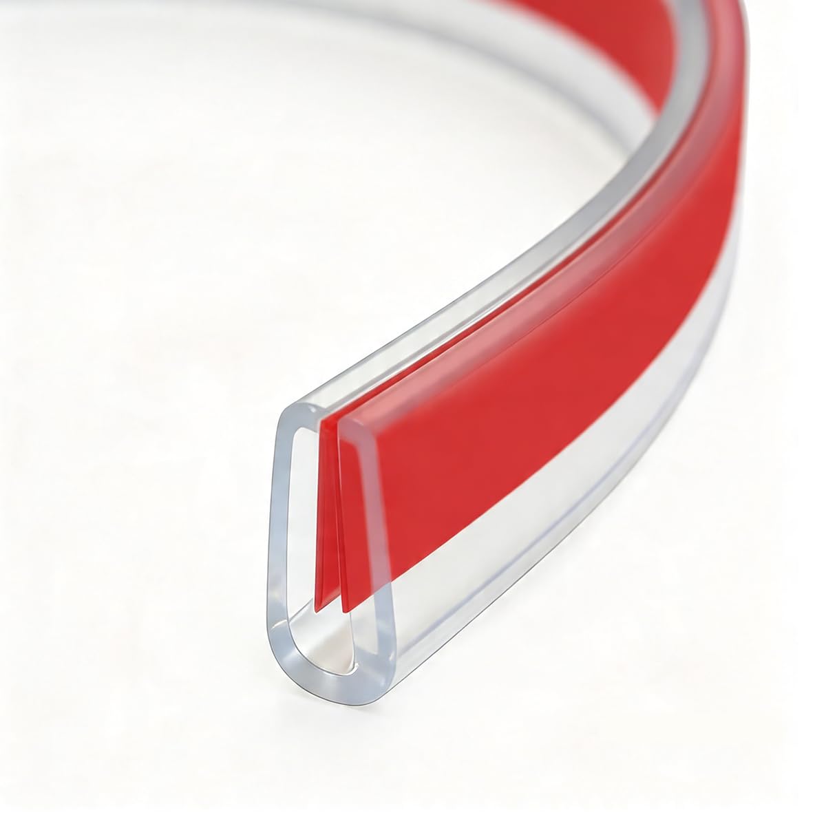 Yuexitech U Shaped Rubber Edging Strip, Self Adhesive Rubber Edge Trim, Fits 5–7 mm, Length 3 m, PVC Material, Edge Protector for Door Trim, Car Door, Glass Panels, Transparent