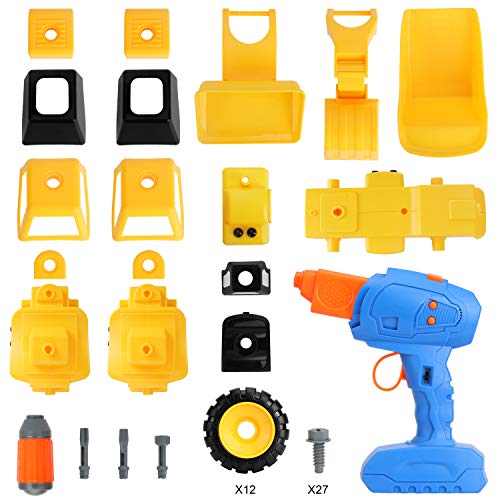 kuaima Take Apart Construction Truck Toys Set Excavator Dumper Bulldozers Toy Set Gift Set Science Education DIY Toy Kids Stem Building Toy for Boy Girls Aged 3-10