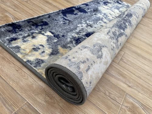 Image of Modern 2x5 Feet (60x150 CM) Silk Touch Carpet for Hallway Bedroom | Washable Anti-Skid | Multicolor Spiral Pattern | Stain-Resistant Floor Rug for Bedside Hallway