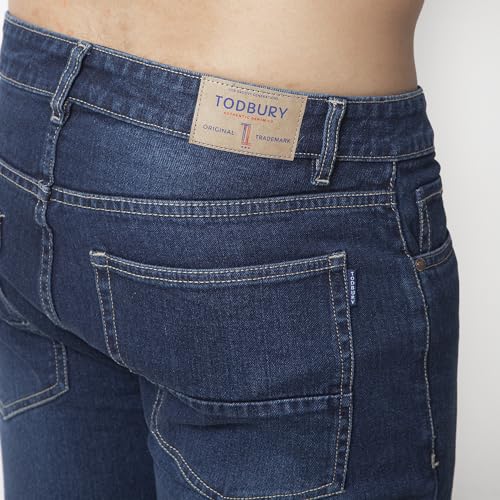 Image of Men Dark viskared Tinted Washed Blue Mid Rise Slim Tapered Stretchable Jeans (152103)