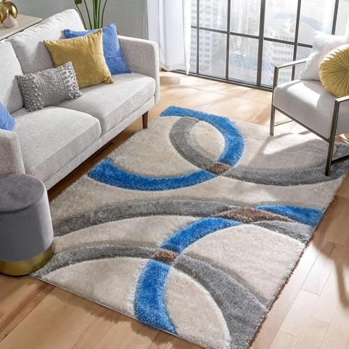 Image of Solid Shaggy Rugs and Carpet for Bedroom Living Room 8x10 Feet M-20