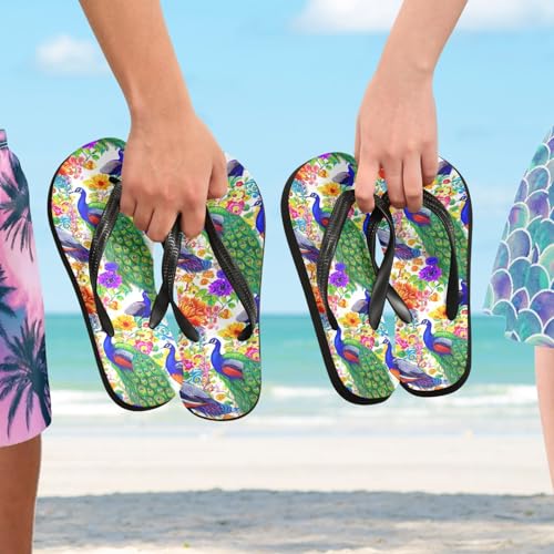 Nander Colorful Peacocks Sandal Flip Flops of Men's & Women's,Beach Slippers Flip Flops Shower Shoes4